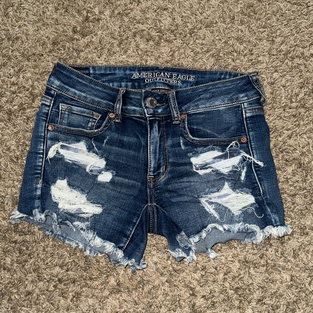 American Eagle distressed midi shorts